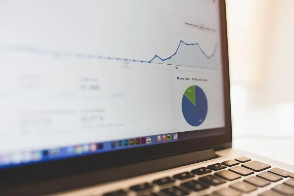 Computer screen showing email analytics chart
